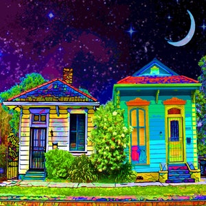 New Orleans Digital Art- Sister Shotguns- original digital art photography