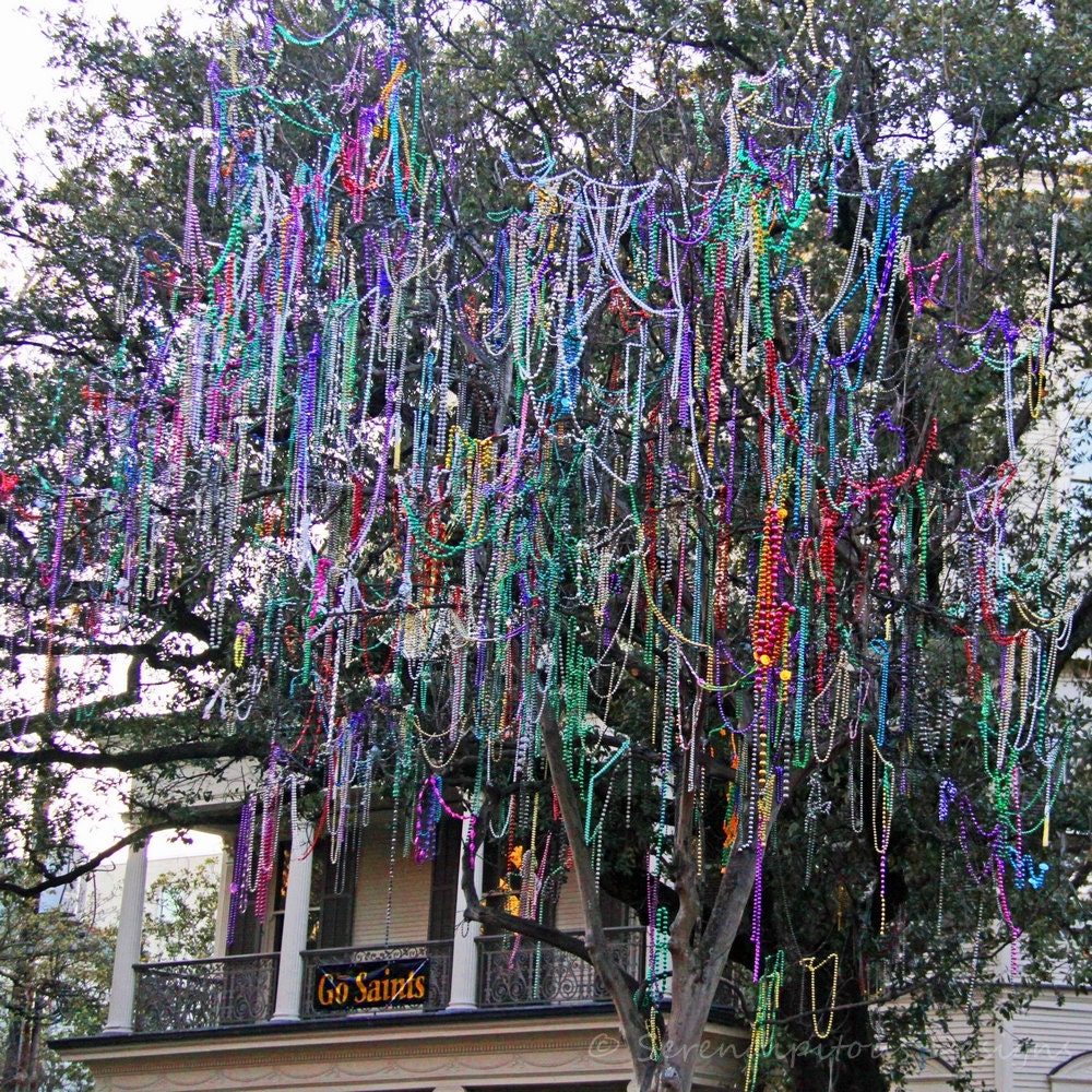 Mardi Gras Bead Tree, NOLA Photo, New Orleans, Travel Photography