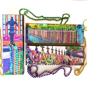 Mardi Gras Bead Fence Canvas Art New Orleans Decor