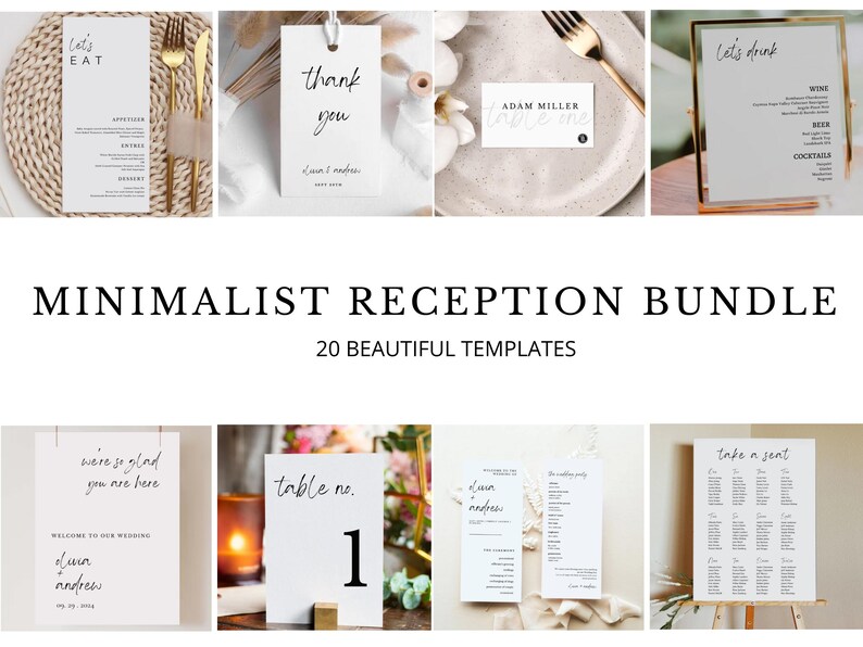 Minimalist Wedding Reception Signage Bundle: Modern DIY Printable ...
