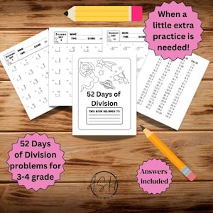 3rd Grade Division Workbook: 52 Days of Math Practice (Printable PDF)