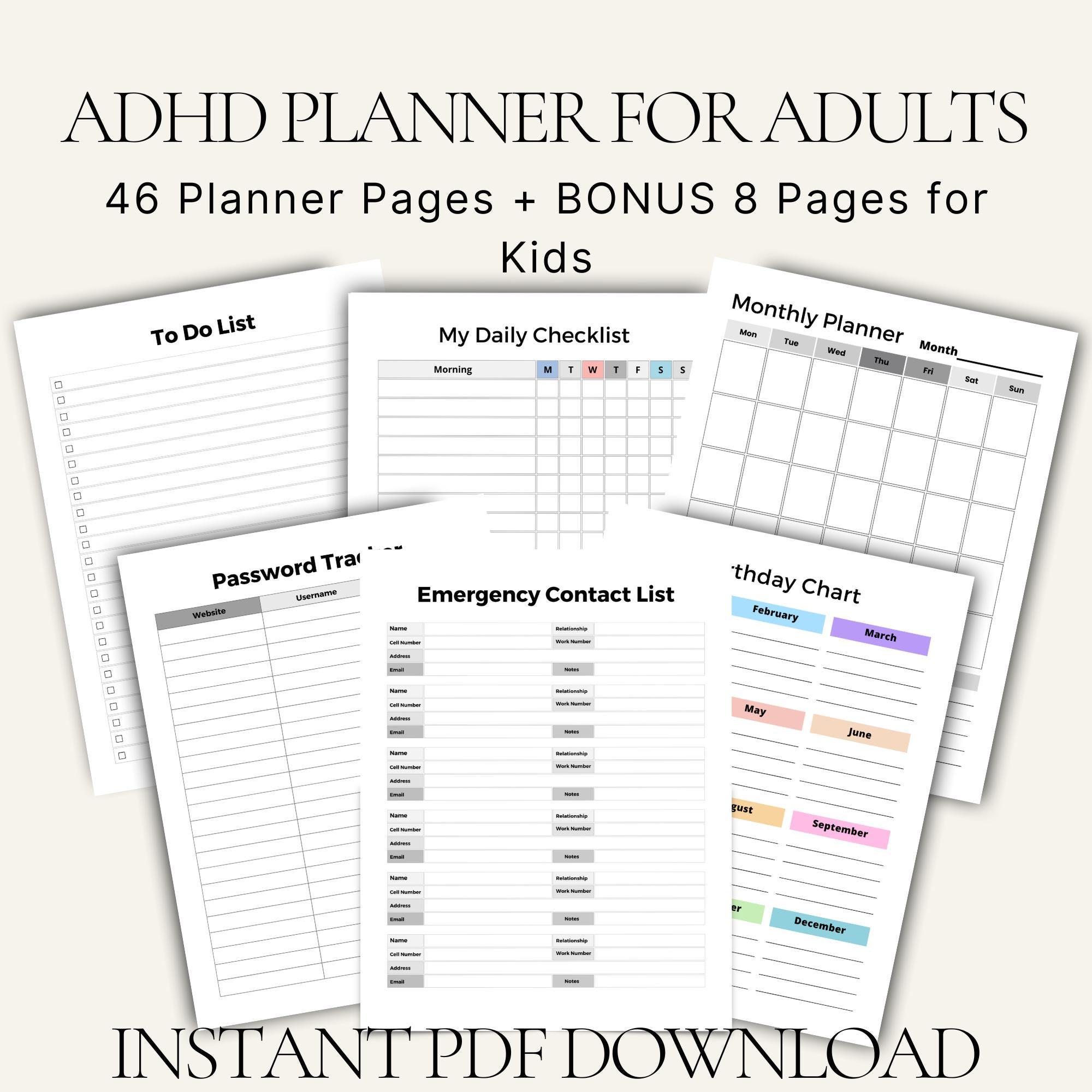 Adhd Daily Planner Printable Template Time Management Routine Chart ...