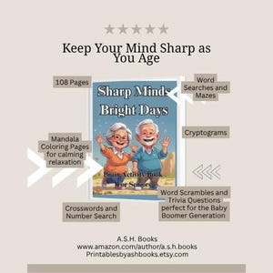Senior Puzzle Printable Brain Game Download Digital Memory Exercise Page Printable Senior Gift Mind Stimulation Pack Retirement Activity Set