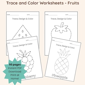Fruit Tracing Printable Preschool Activity Page Download Educational Resource Kids Worksheets Simple Tracing Pages Homeschool Printable