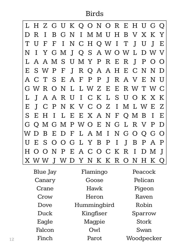 Printable Word Search Puzzle Pdf Download Digital Brain Game Activity ...