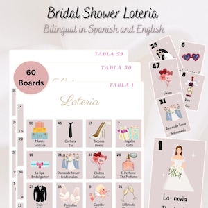 Bridal Shower Loteria Game: Bilingual Spanish & English (Printable PDF Download