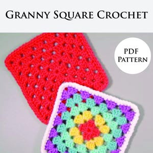 Granny Square Crochet Pattern - Easy DIY Crochet Tutorial for Beginners - Handmade Crochet Squares - PDF pattern - Instant Download