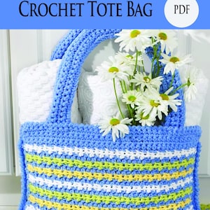 Crochet Tote Bag – Handmade Cotton Market Tote for Beach, Farmers Market & Everyday, Crochet Tote Bag Pattern for Beginners