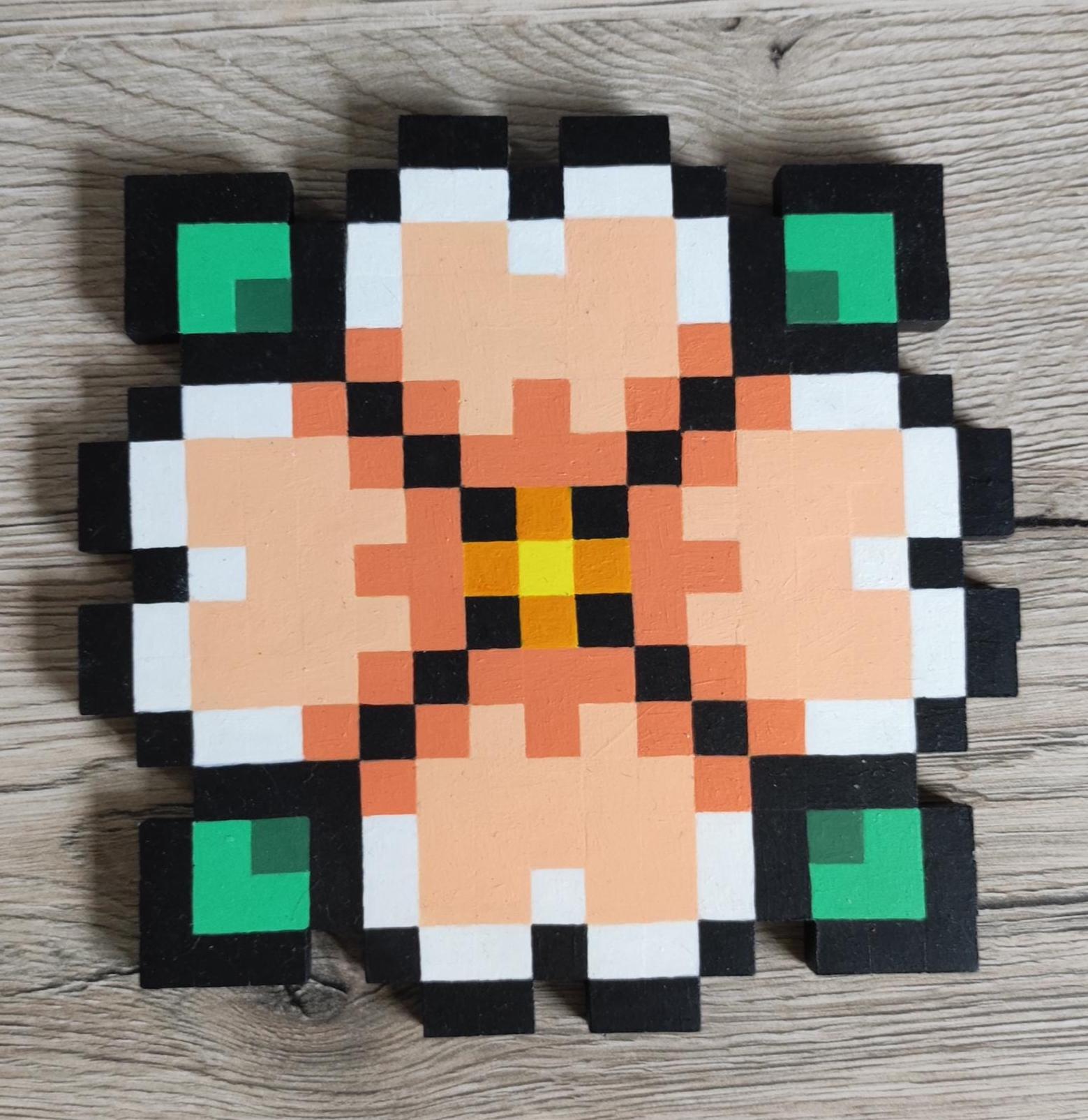 Pixelart Flower Decoration Made of Wood in 5 Different Colors - Etsy