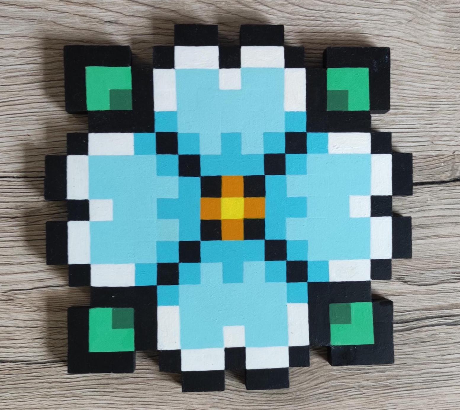 Pixelart Flower Decoration Made of Wood in 5 Different Colors - Etsy