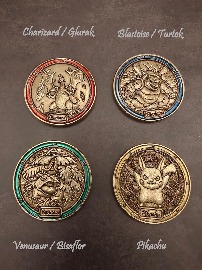 Pokémon TCG Brass Coin 40mm – Inspired by Pikachu, Charizard, Blastoise ...
