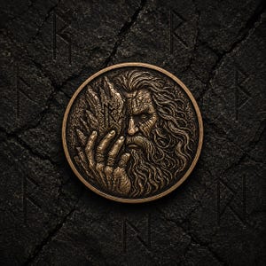 Vikingamynt | 4 mm tjocklek | Oden & Yggdrasil – Nordisk mytologi | Valknut | Runor | Vikingasamlarmynt