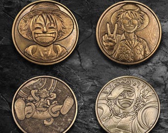 One Piece Coin in brass 40 mm, laser engraved – Monkey D. Luffy game token/collectible coin for TCG, Challenge Coin, custom made possible