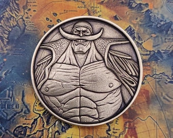 One Piece Coin in brass 40 mm, laser engraved – Edward Newgate / Whitebeard with back, game token/collectible coin for TCG, Challenge Coin