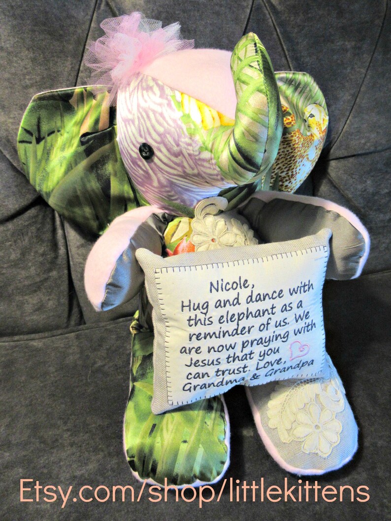Custom Made Elephant Holding Pillow custom embroidery your Etsy