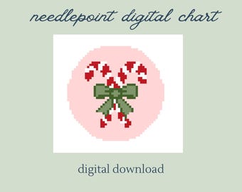 Patrón de bordado de bastón de caramelo - Diseño de adorno: Descarga digital en PDF