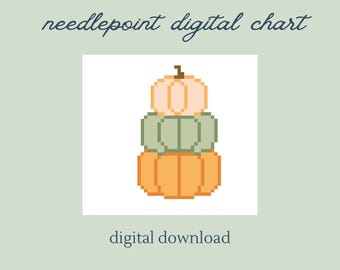 Stacked Pumpkin Needlepoint Chart - Fall Design: PDF Digital Pattern Download