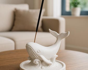 3D Printable Whale Incense Holder – STL File | Ocean Decor, Whale Sculpture, Zen Aromatherapy Stand