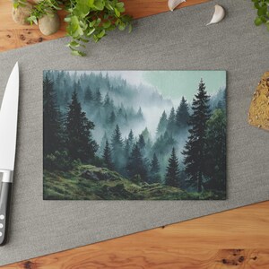 Serene Forest Glass Cutting Board - Perfect Gift for Chefs, Nature Lovers, Housewarming, Moody Décor