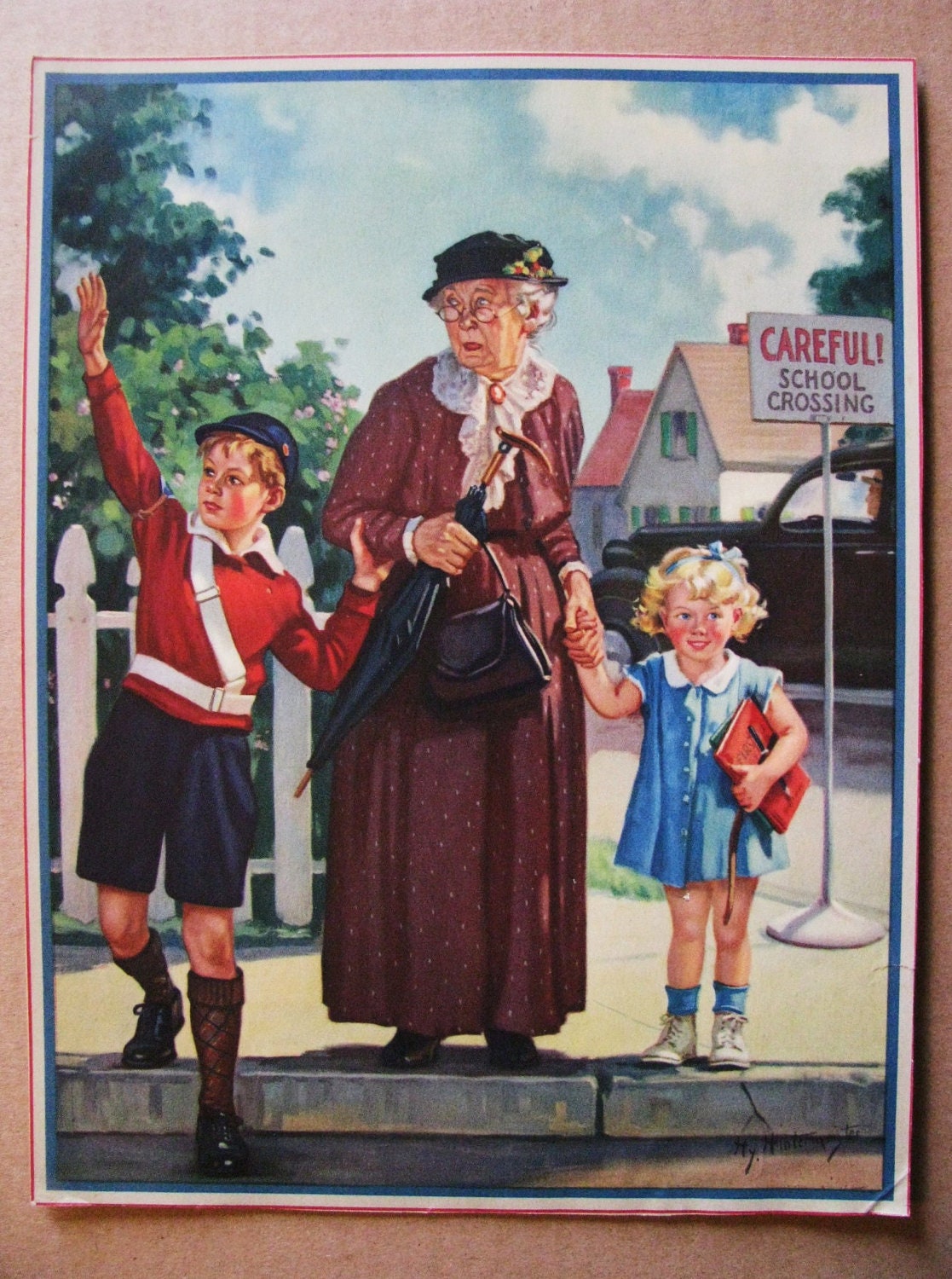 Careful School Crossing Hy Hintermeister Calendar Art Print Etsy