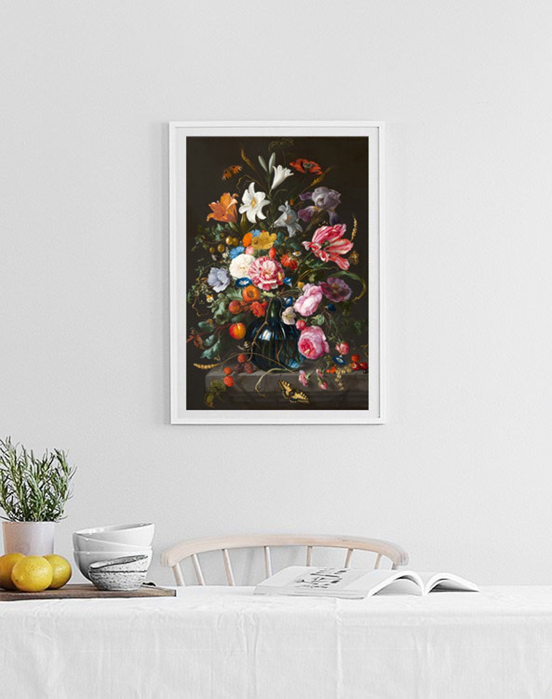 Dutch Floral Art Dark Flower Painting Print Vase of Flowers - Etsy