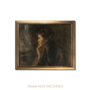 Vintage painting, Vintage oil painting, Antique portrait painting, Vintage portrait artwork, Canvas print, Woman painting, Moody wall art