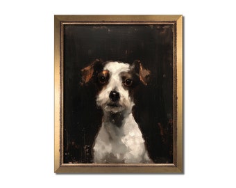 Shabby Chic Dog Portrait Painting, Mixed Breed Artwork, Archival Giclée Print