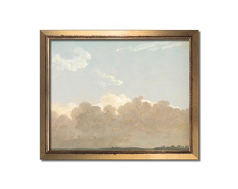 Cloud painting, Sky oil painting, Farmhouse wall decor, Vintage art print, Antique countryside, Nursery wall art, English landscape artwork