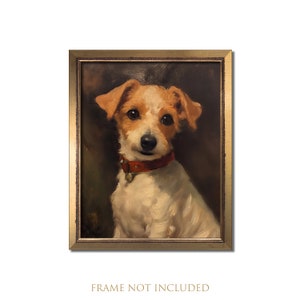 Dog painting, Dog portrait, Dog print, Vintage puppy oil painting, Antique pet portrait painting, Adorable puppy wall art, Dog lover gifts