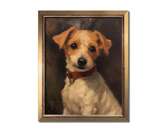 Dog painting, Dog portrait, Dog print, Vintage puppy oil painting, Antique pet portrait painting, Adorable puppy wall art, Dog lover gifts