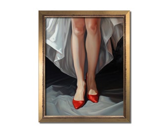 Red shoes print, Legs paintings, Legs print, Aesthetic prints, Elegant wall art, Eclectic wall art, Female painting, Mid century modern art
