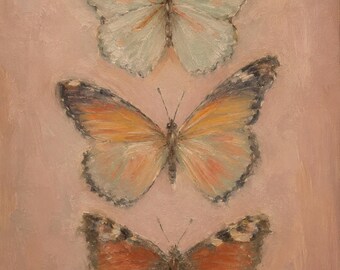 Vintage Butterfly Art Print, Pink Insect Wall Art, Cottagecore Entomology Poster, Coquette Nursery Decor, Fine Art Print