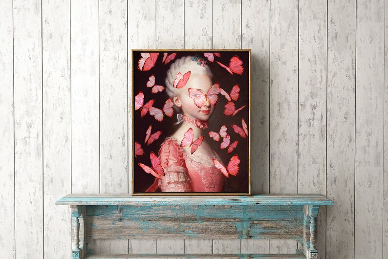 Artwork vintage, Vintage portrait painting, Vintage oil painting, Eclectic wall art, Alter art print, Rococo Baroque, Above bed art, Collage image 6