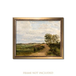 Landscape wall art, Antique landscape painting, Landscape print, Vintage art, Pastoral oil painting, English countryside, Old country road