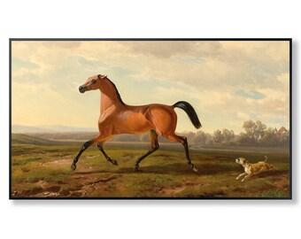 Samsung Frame TV art, The Frame TV download, Horse art, Antique horse painting, Equestrian decor, Vintage horse print, English countryside