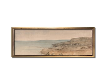 Landscape wall art, Antique landscape painting, Landscape print, Vintage oil painting, Panoramic art, Calm valley, Farm artwork, Vintage art