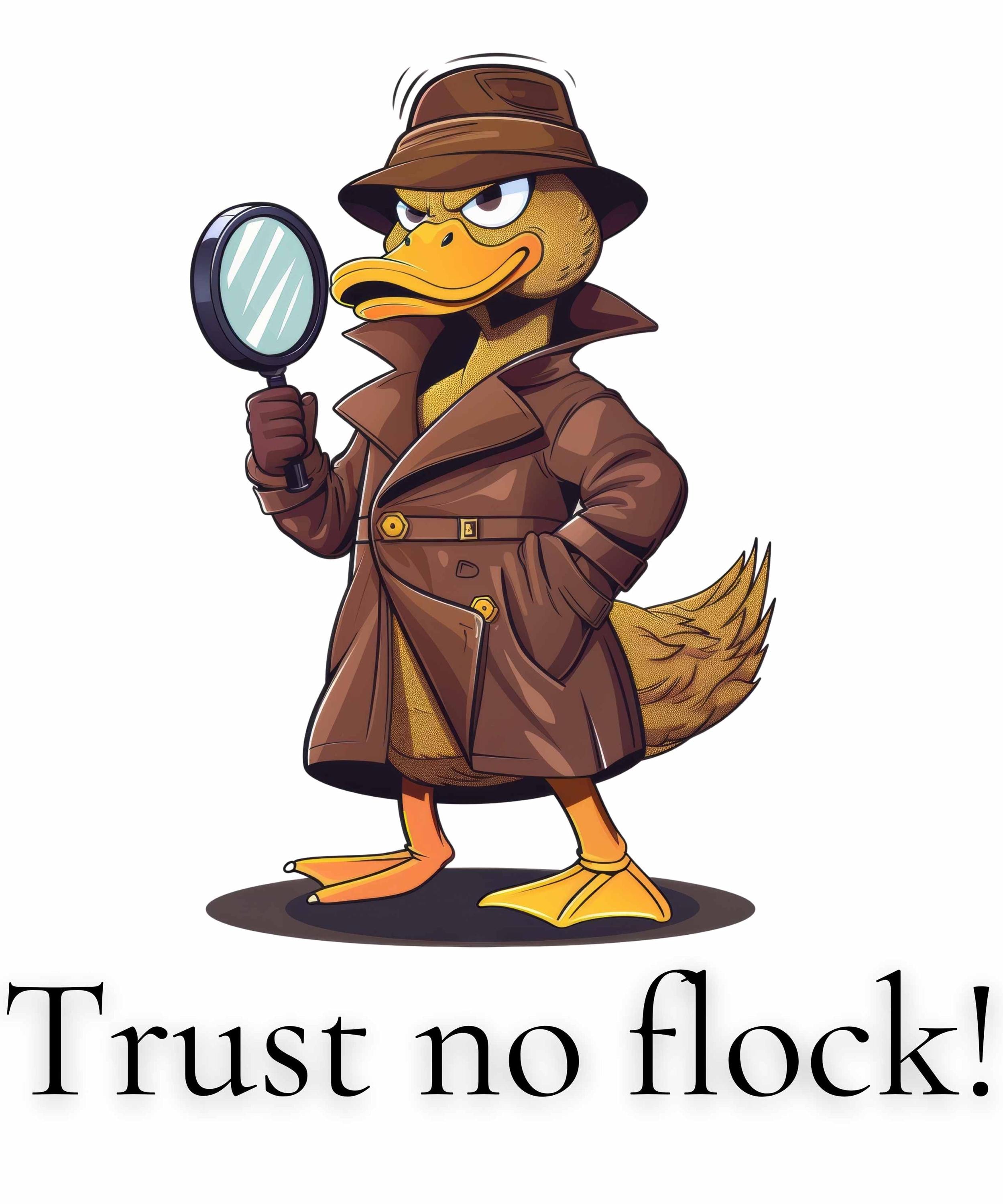 Detective Duck PNG – Trust No Flock – Funny Cartoon Duck in Trench