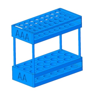 Battery Organizer STL – 3D Printable Holder for AA AAA 9V Batteries – Desktop Storage Tray – Digital Download for Home or Workshop