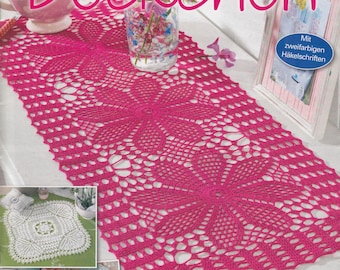 Magazine Floral Filet Crochet Pattern Vintage Lace Tablecloth Runner PDF Doily Crochet Designs Instant Download FI386