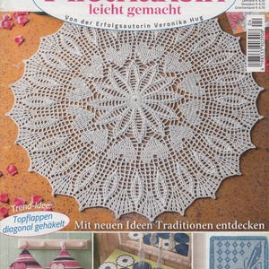 Magazine Filethaken leicht gemacht 2024_04 journal crochet pattern for filet lace table cloth runner of any kind butterfly star floral