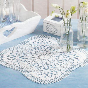 Pattern of Dekoratives Hakeln 2015_124_11 Crochet Lace Cotton Tablecloth Runner Vintage Retro Floral Snowflake White Oval