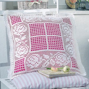 Pattern of Die Schonsten Gardinen FH156-02 Crochet Lace Cotton Table Runner Vintage Retro Floral Doily White Square Pillow Case Roses