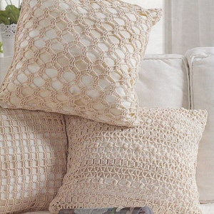 SET of 2 Patterns of Dekoratives Hakeln 2015_123_23 24b filet crochet lace cotton pillow case table cloth runner vintage retro