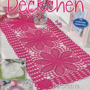 Magazine Floral Filet Crochet Pattern Vintage Lace Tablecloth Runner PDF Doily Crochet Designs Instant Download FI386