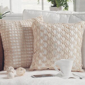 SET of 2 Patterns of Dekoratives Hakeln 2015_123_23 24 filet crochet lace cotton pillow case table cloth runner vintage retro