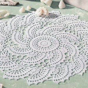 Pattern of Filethakeln leicht gemacht 4_2015-23 round filet crochet lace cotton table cloth runner vintage retro shell