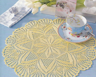 Floral Filet Crochet Pattern Vintage Lace Tablecloth Runner PDF Doily Crochet Designs Instant Download FI386_07 star