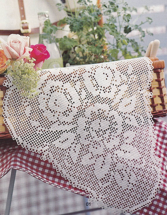 Chemin De Table Ovale Blanc - Filet Brodé Main - Dentelle Coton - 40x60 Cm