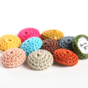 Crochet Covered Buttons 20mm – Set of 10 Cotton Buttons for Sewing, Baby Clothes, Jewelry & Craft Supplies, Custom Color Mix