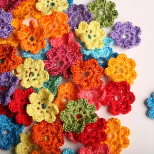 40 crochet flowers applique 3cm for favor bag wedding decoration toys trim sewing craft bijouterie sling - choose custom color mix & match